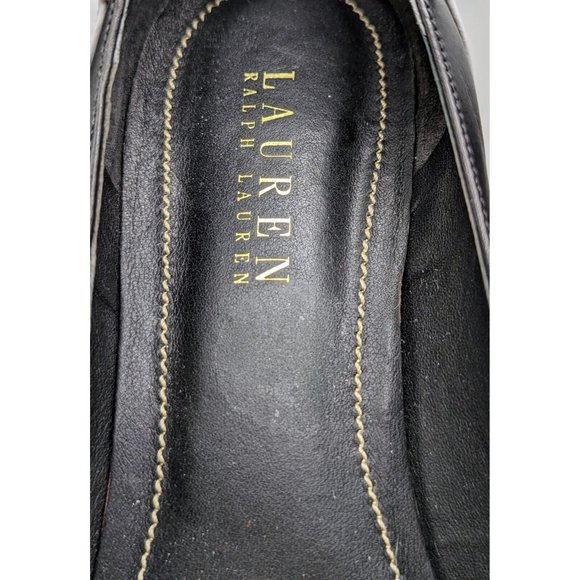 Ralph Lauren Belinda Pumps Heels 7 B Pointed Toe Black & White Brazil Leather - Picture 6 of 7